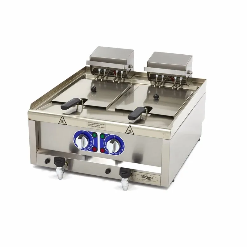Gastro Fritteuse, 2 x 10 l, 2 Körbe, mit Ablasshahn, 400 V
