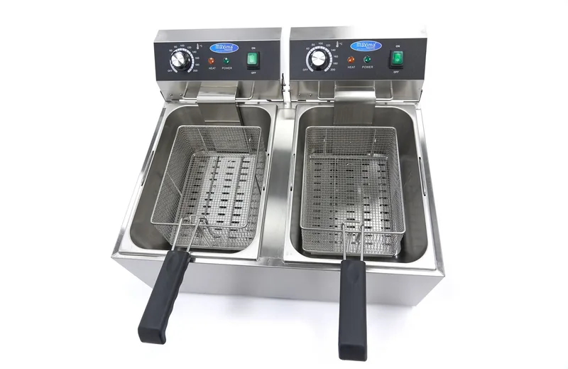 Gastro Fritteuse, 2 x 11 l, 2 Körbe, Bis zu 2,8 kg Pommes Frites