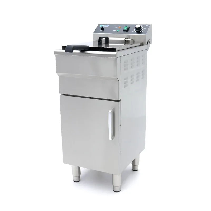 Gastro Fritteuse, 16 l, 1 Korb, mit Ablasshahn und Ständer, 230V