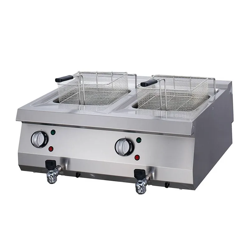 Gastro Heavy Duty Fritteuse, 2 x 12 l, Doppeleinheit, 70 cm Tief, mit Ablasshahn, Elektrisch