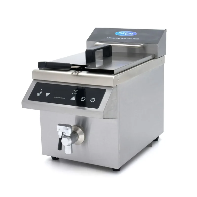 Gastro Fritteuse, 8 l, 1 Körb, Induktion, mit Ablasshahn
