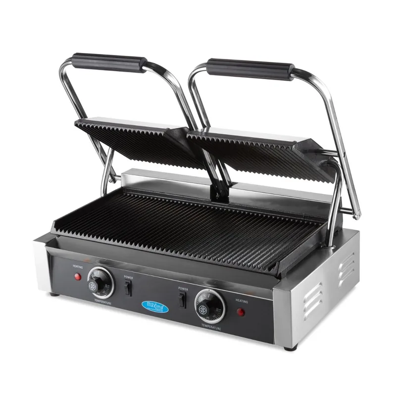 Gastro Kontaktgrill, Gerillt, Doppelgrillplatte, 2 x 22 cm